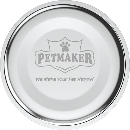 Set of 2 Stainless Steel Dog Bowls - 40Oz Pet Bowls with Decorative Dog Food Stand - Metal Food and Water Dishes for Large Pets - Puppy Essentials by  (Silver/Black)