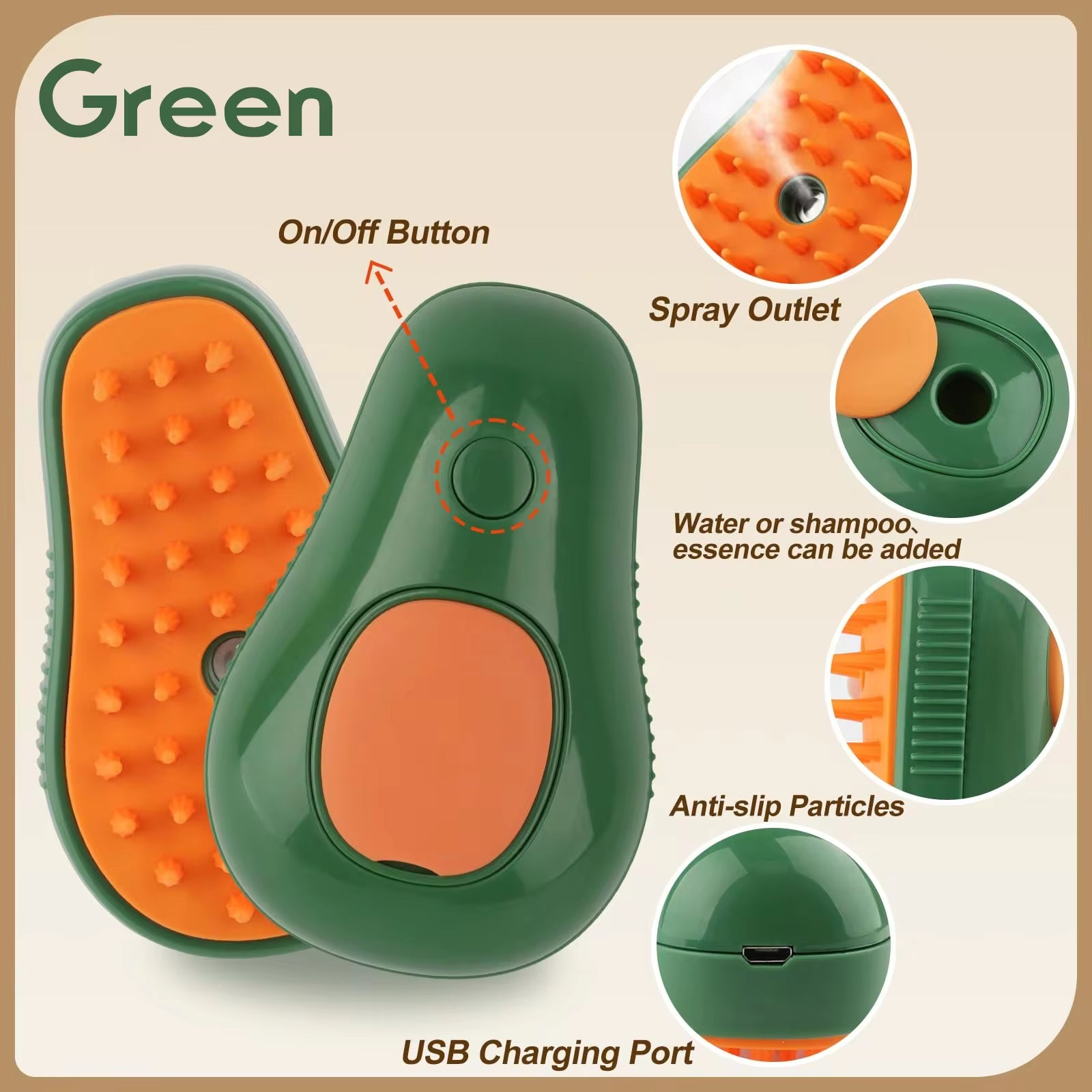 3-in-1 Electric Pet Grooming Brush with Steam Function for Cats and Dogs - Hair Removal and Massage Comb