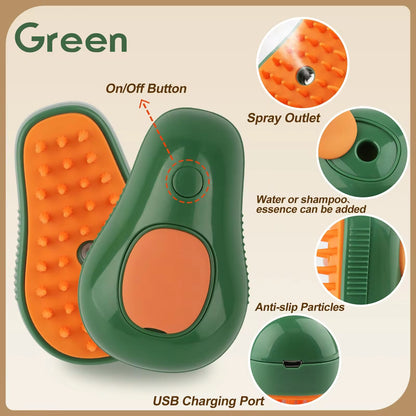 3-in-1 Electric Pet Grooming Brush with Steam Function for Cats and Dogs - Hair Removal and Massage Comb