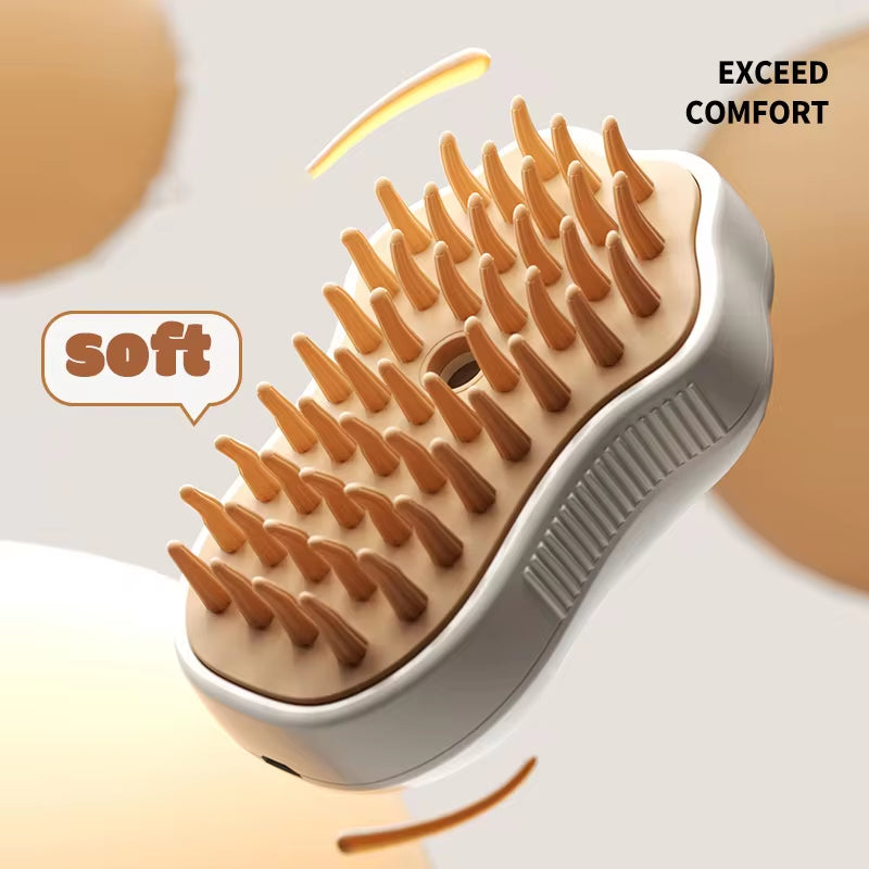 3-in-1 Electric Pet Grooming Brush with Steam Function for Cats and Dogs - Hair Removal and Massage Comb