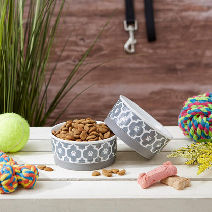 Lattice Collection Small Pet Bowl and Canister Set, Gray, 4.25 x 2 inches, 2 Count