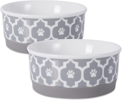 Lattice Collection Small Pet Bowl and Canister Set, Gray, 4.25 x 2 inches, 2 Count