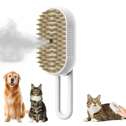 3-in-1 Electric Pet Grooming Brush with Steam Function for Cats and Dogs - Hair Removal and Massage Comb