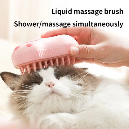3-in-1 Electric Pet Grooming Brush with Steam Function for Cats and Dogs - Hair Removal and Massage Comb