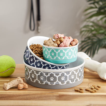 Lattice Collection Small Pet Bowl and Canister Set, Gray, 4.25 x 2 inches, 2 Count