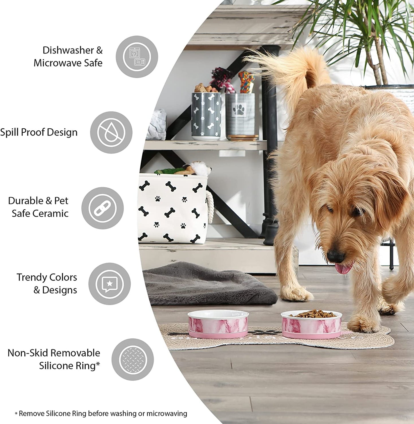 Lattice Collection Small Pet Bowl and Canister Set, Gray, 4.25 x 2 inches, 2 Count