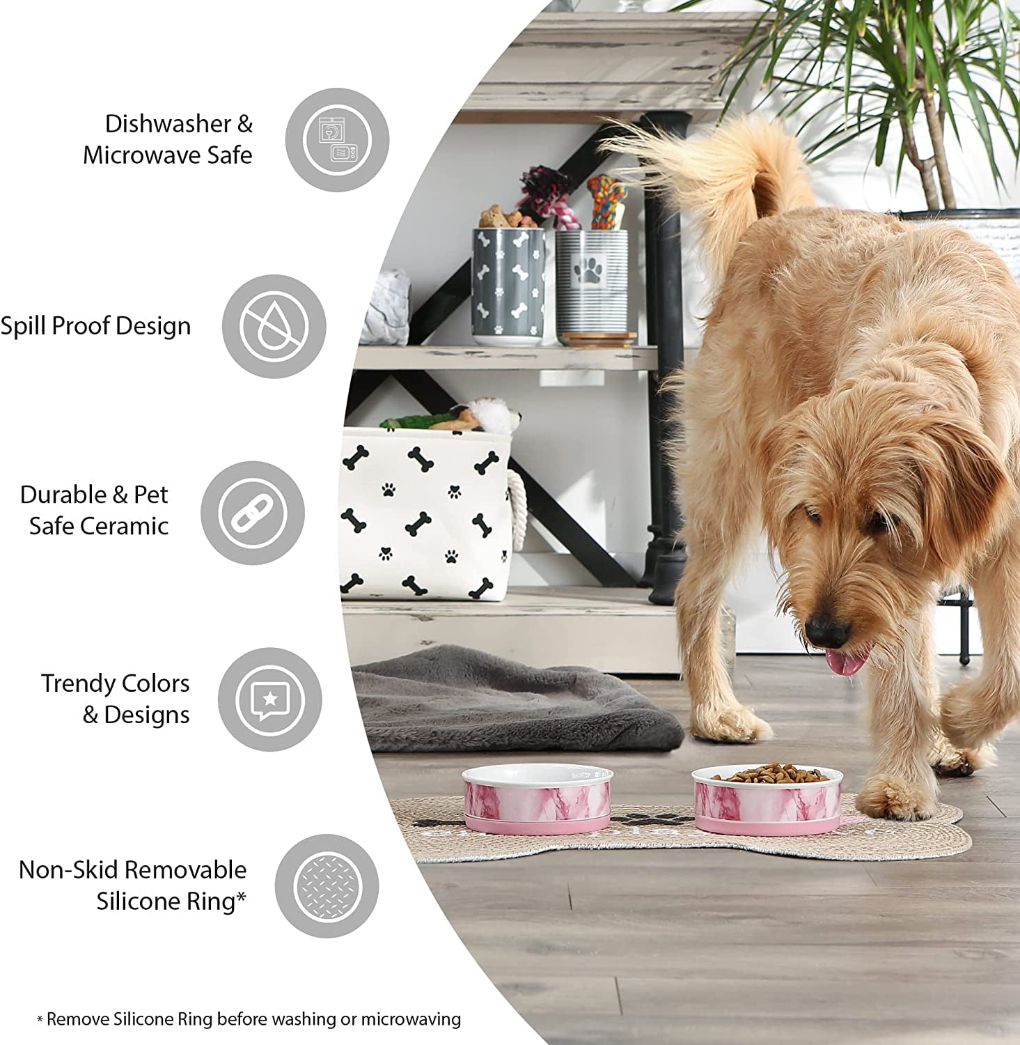 Lattice Collection Small Pet Bowl and Canister Set, Gray, 4.25 x 2 inches, 2 Count