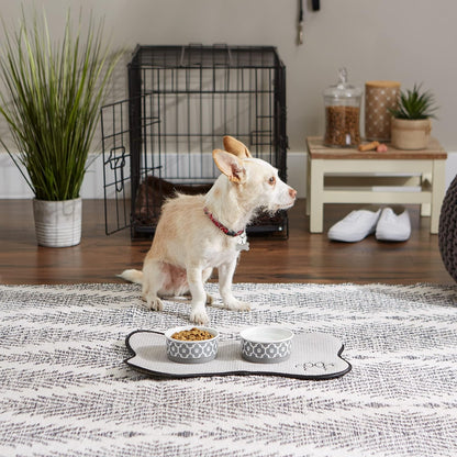 Lattice Collection Small Pet Bowl and Canister Set, Gray, 4.25 x 2 inches, 2 Count