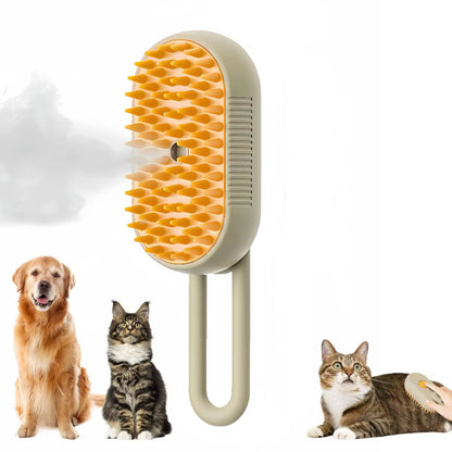 3-in-1 Electric Pet Grooming Brush with Steam Function for Cats and Dogs - Hair Removal and Massage Comb