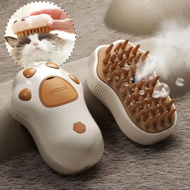 3-in-1 Electric Pet Grooming Brush with Steam Function for Cats and Dogs - Hair Removal and Massage Comb